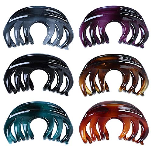 Large Hair Claw Clips 6 Packs Claw Hair Clip Grip Jumbo Hair Jaw Clip Noslip Claw Clip for Women Long Thick Thin Hair Non-Slip Ponytail Holder Strong Hold Hair Grip Catch Barrette Accessories