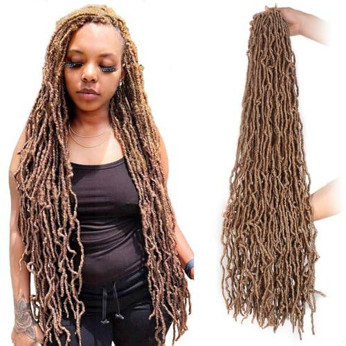 Xtrend 7 Packs Nu Faux Locs Crochet Braids 30 Inch Most Natural Soft Faux Locs Crochet Braid Hair Synthetic Hair African Roots Hair Extensions 27#