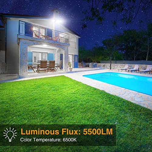 Onforu 55W Flood Lights Outdoor, 5500Lm Super Bright Security Lights, 3 Adjustable Heads, Ip65 Waterproof, 6500K Wall Mount Exterior Led Flood Light #TOP1