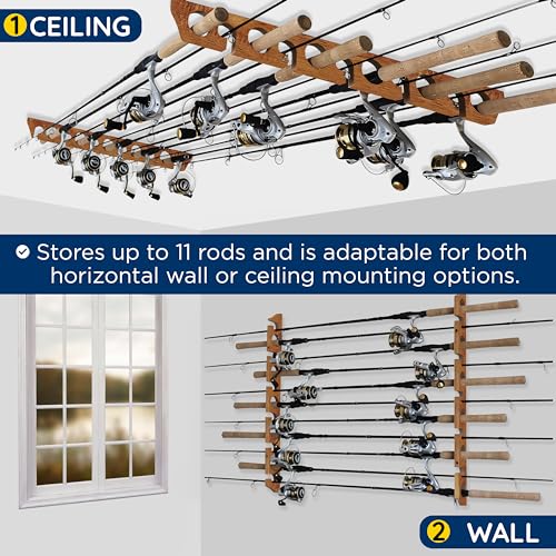 Rush Creek Creations 38-3026 Fishing Rod Holder For 11 Rods, Fishing Pole Holder For Garage Organization And Wall Storage, For Fishing Gear And Fishing Accessories  thumb #3