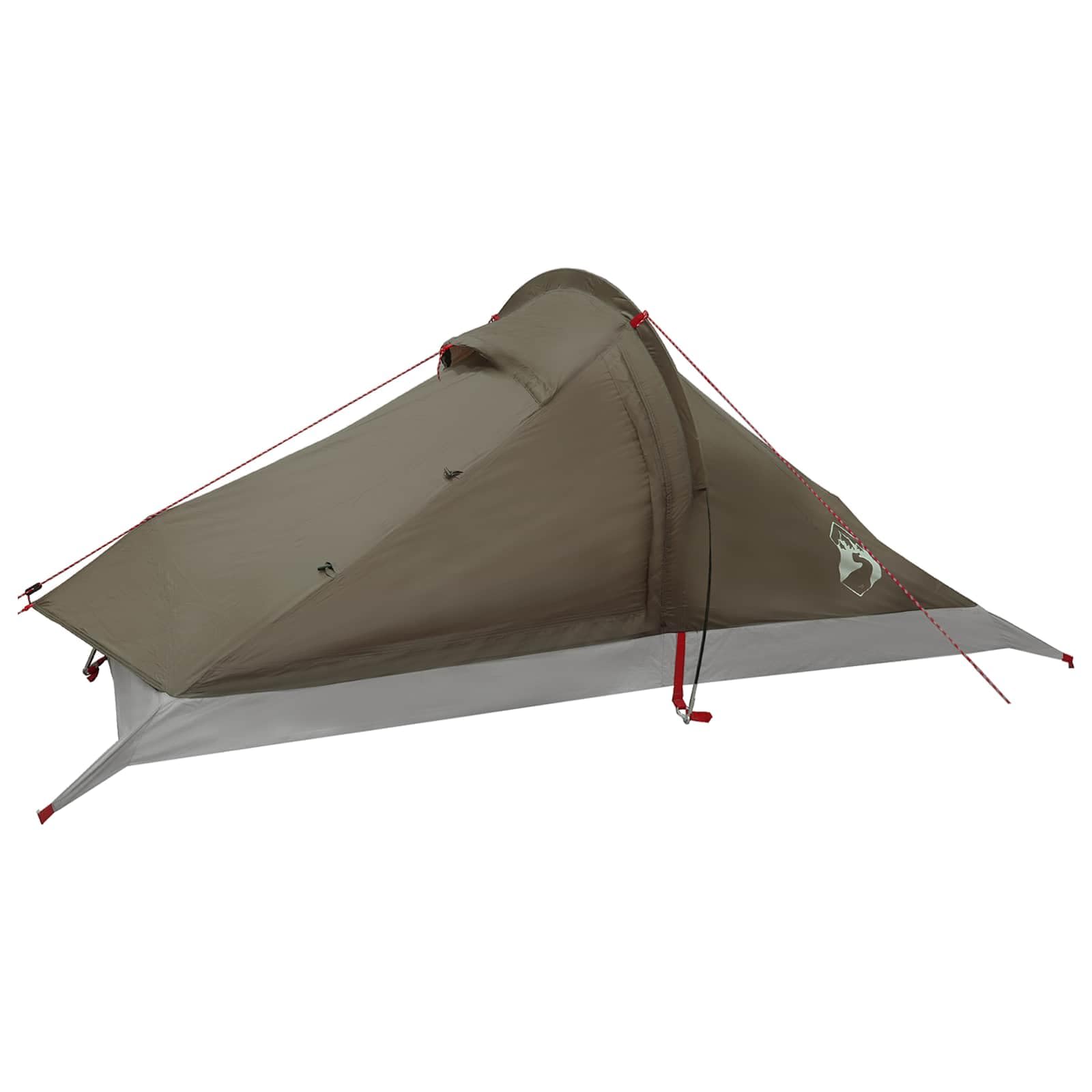 Trekkingzelt Braun und Grau für 4 Personen, 185T Polyester mit PU-Beschichtung, wasserdicht, atmungsaktiv, leichtes Kuppelzelt für Camping, Wanderung, Outdoor, Rucksack und Festival