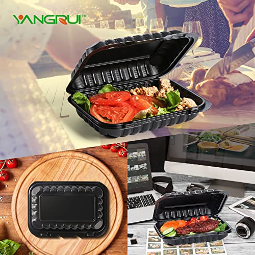 Yangrui Clamshell Take Out Containers, Shrink Wrap 50 Pack 9 X 6 Inch 28 Oz Plastic Hinged To Go Containers Microwave Freezer Safe Bpa Free Biodegradable Meal Prep Container #TOP5