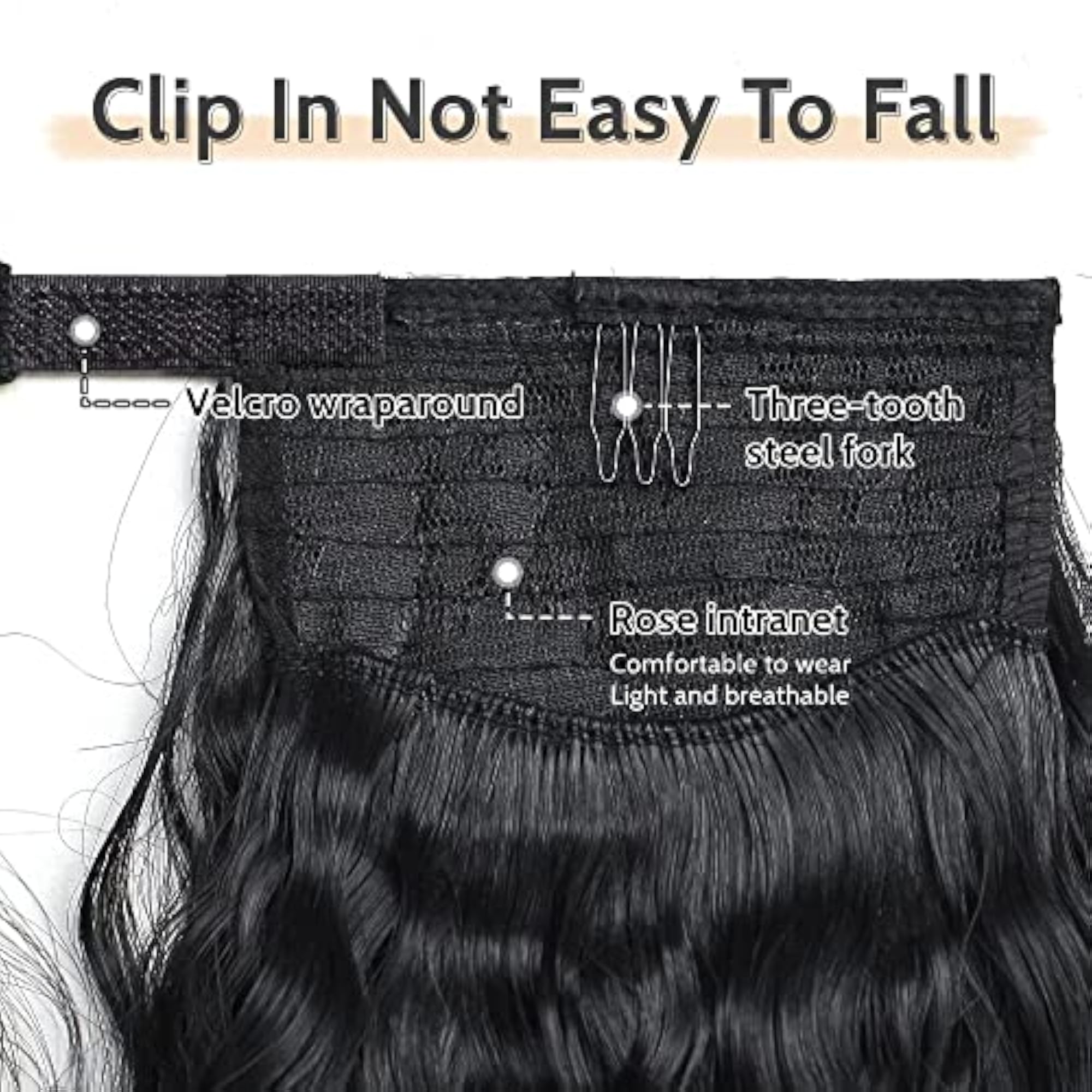 Women's 18 Inch Long Wavy Curly Wrap Around Ponytail Extension