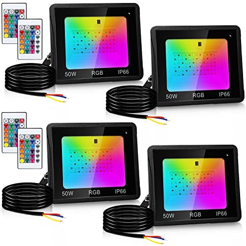 Projecteur extérieur avec télécommande 16 couleurs et 4 modes d'ambiance