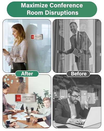 Image of Conference Room Office Door Signs Do Not Disturb, In Use /Available Slider Sign for Home Office Wellness Conference Vacant Occupied Privacy Sliding Door Sign?Brushed Silver