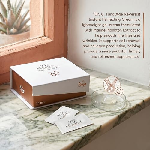 FARMASi Dr. C. Tuna Age Reversist Instant Perfecting Cream, Anti-Aging Wrinkle Smoothing Gel Cream with Marine Plankton Extract, Firming & Tightening Face Treatment, 30 Sachets x 0.01 fl oz
