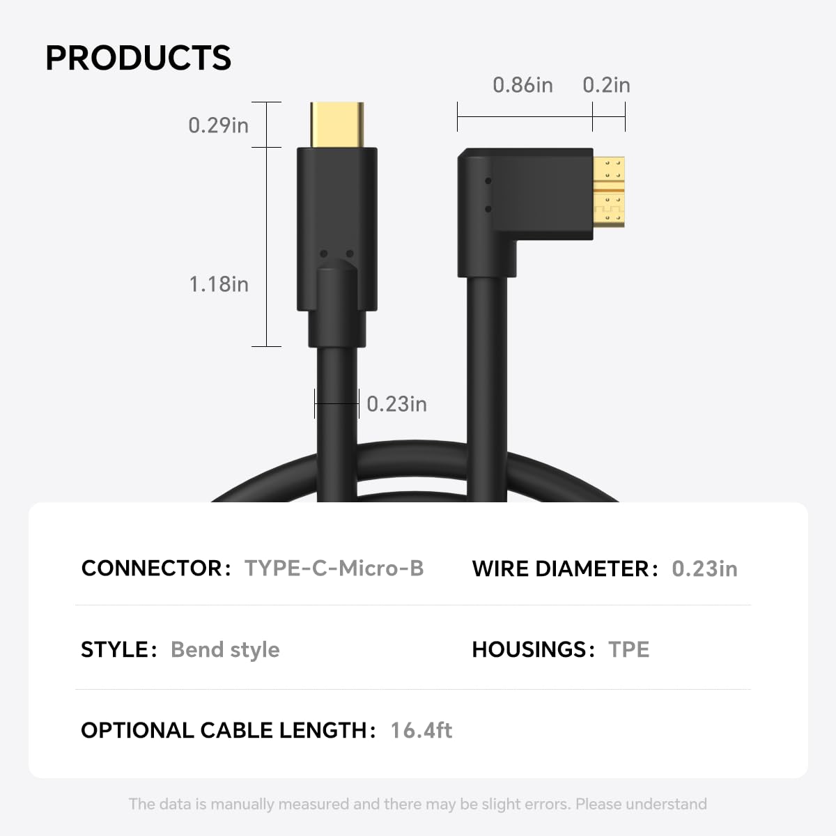 16ft 5Gbps USB C to Micro B Cable for Photo/Video Shooting, Hard Drive USB-C Cable, USB 3.0 Micro B to Type-C Cable Compatible with Canon EOS 1DX2/ 5D4/ 5DS/ 5DSR/ 7D2 Nikon D850/ D810/ D800D5/ D500