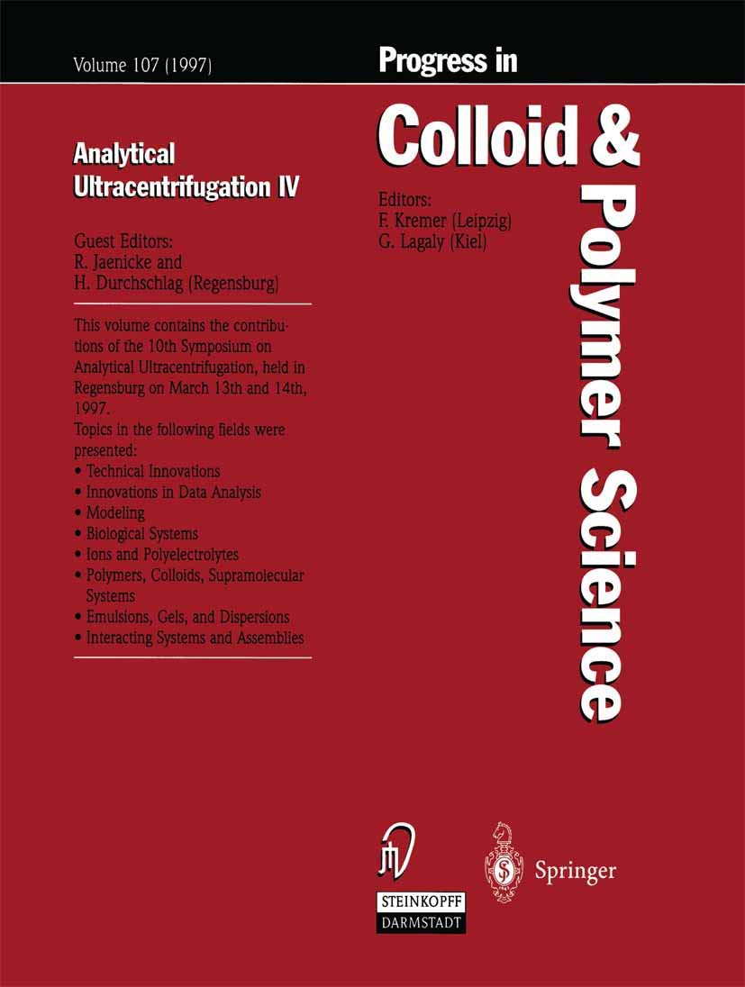 Buy Analytic Ultracentrifugation IV: Vol 107 (Progress in Colloid and Polymer Science) — BookShops.in