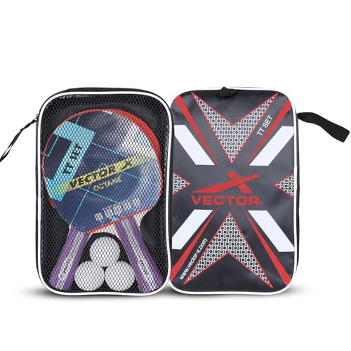 Image of Vector X Octane Table Tennis Playset (2 Racquets & 3 Balls) (White Ball) Table Tennis Racquet and T.T Balls Set (Multi-Color)