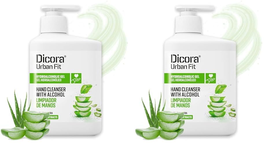 Dicora Urban Fit Gel Limpiador de Manos Aloe Vera 500 ml (Paquete de 2)