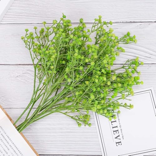 Image of Art Street Green Babys Breath Flowers Artificial Gypsophila Bouquets Flowers |Faux Flowers for Vases| Decoration Items for Living Room, (Set of 3)