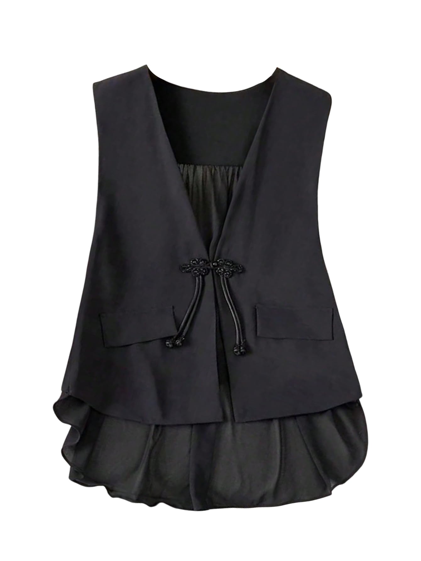 MakeMeChic Womens Elegant V Neck Vest Tops Sleeveless Mesh Sheer Office Blazer Outerwear