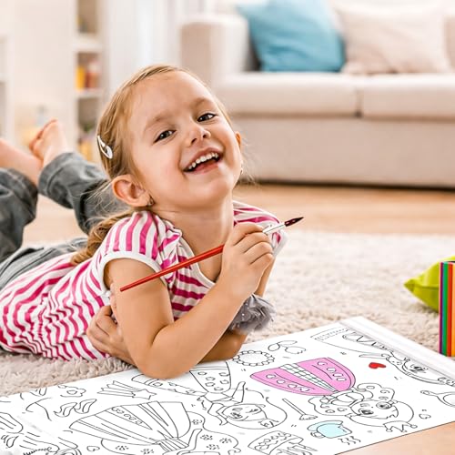 Image of WISHKEY Kids Drawing & Colouring Paper Roll 3 Meter 30CM Width Pack Of 4 Large Coloring Roll Sheet for Toddlers Creative Art Painting & Sketching Paper for Kids Age Above 3 Years