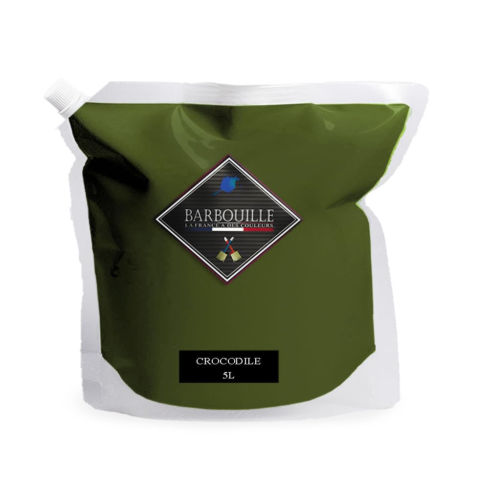 Peinture Acrylique Vert Crocodile - Aspect Satin - Peinture Mur, Plafond, Boiserie & Balcon - Lessivable - Séchage En 30 min - COV A+ - Fabriquée En France - 5 L - BARBOUILLE
