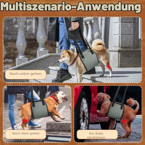 OHCOZZY Hundetragegurt mit Griff, verstellbares Hundegeschirr für die Rehabilitation, weiche Hunde tragehilfe für ältere, verletzte, behinderte Hunde,Größe M