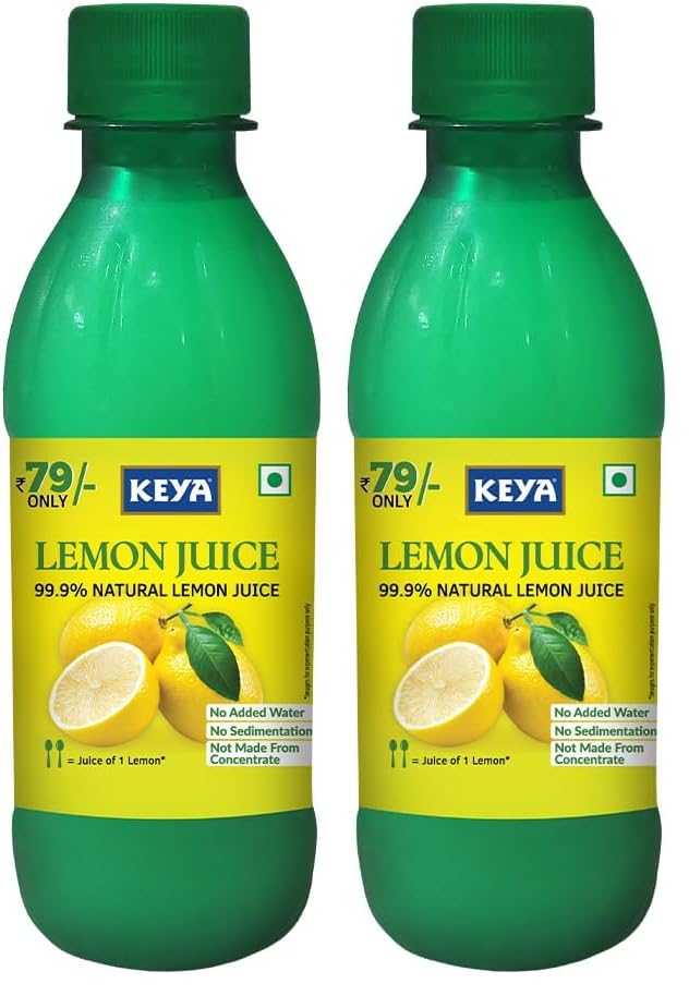 Image of Keya Lemon Juice Concentrate 250ml | Contains Natural Lemon Juice | Goodness of 25 Fresh Lemons (Pack of 2)