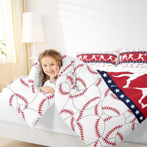 Image of Feelyou Baseball Comforter Set King Size for Kids Boys Girls