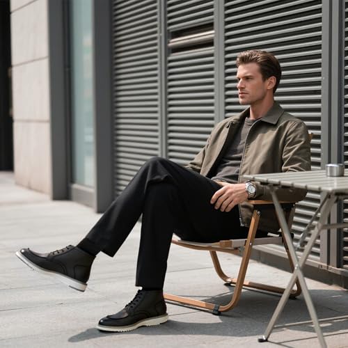 CGRRBW Men's Classic Dress Casual Chukka Boots Mid Top Sneakers Moc-Toe4