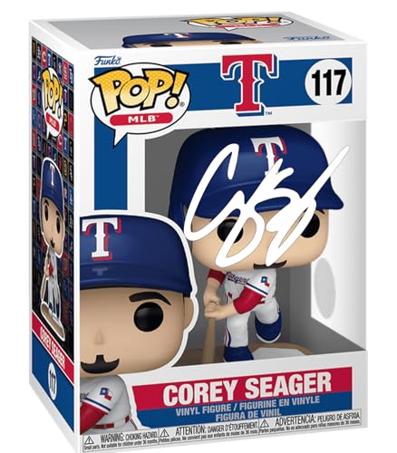 Corey Seager #117 White Home Uniform Facsimile Signed Reprint Laser Autographed Funko POP! Baseball MLB: Texas Rangers Figurine with Protector Case