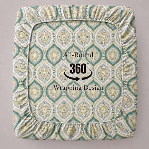 Image of BSB HOME 240 TC Premium Double Bed Fitted Bedsheet, Soft Comfortable Stretchable Mattress Sheet with Elastic Fitted Corners, Durable Easy Care Bedding, 72 x 72 + 10 Inches(183x183+25 cm) - Teal Green
