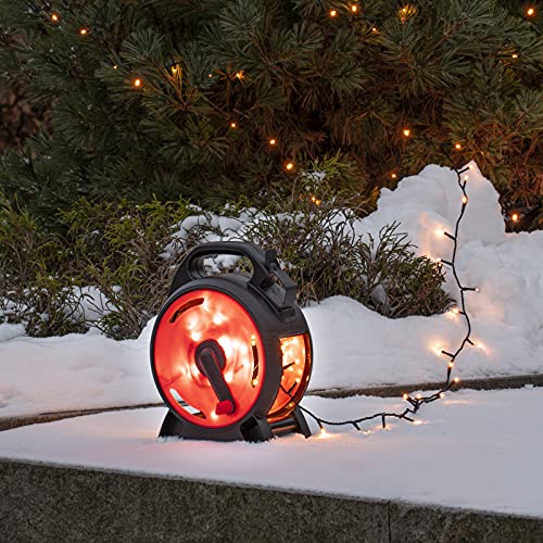 Konstsmide Micro LED Cable Reel Christmas Outdoor Fairy Lights Plug in/Outdoor or Indoor (IP44) / 200 Amber White Diodes/Black Cable String Lights - Image 3