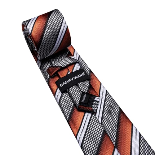 Image of Barry.Wang Mens Tie Set Plaid Check Neckties Formal Business Wedding Luxury Pocket Square Cufflinks