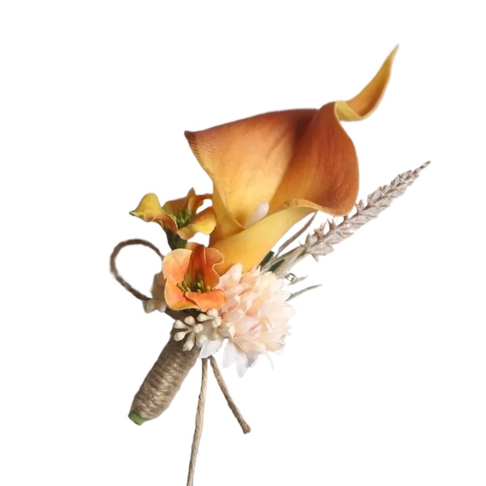 GHHZML Boutonniere Simulated Floral Corsage Bride Brooch Pin Artificial Flower Silk Wedding Boutonnieres Calla Lily Groom