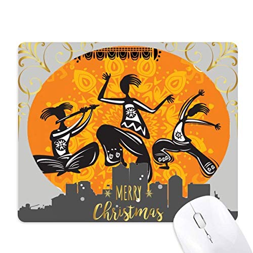 Tapis de souris Mexique totems de danse nuit de Noël en caoutchouc premium