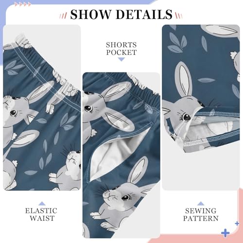 Rabbits Leaves Pajamas Bottoms with Pockets Comfy Pjs Sleepwear Elastic Waistband Pajamas Pants Lounge Pants for 6-14 Years4