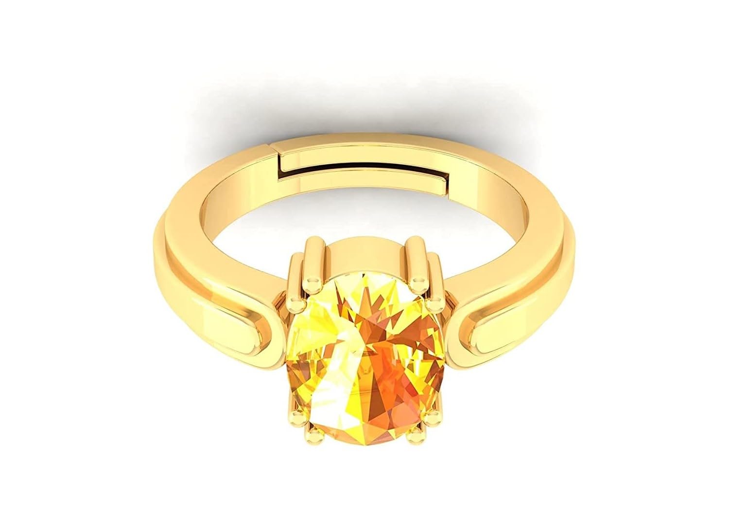Goldring mit natürlichen gelben Saphir-Edelsteinen (7,25 Karat), 6,50 Karat, A+-Qualität, für Damen und Herren, vergoldetes Metall, gelber Saphir, Vergoldetes Metall, Gelber Saphir