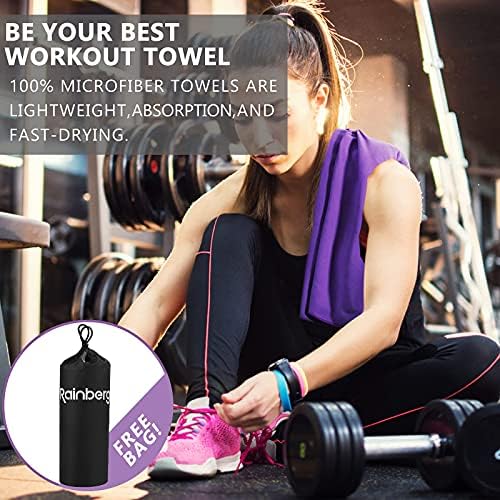 Rainberg Microfibre Towel Sports Towel, Travel Towel, Swimming Towel and Beach Towel, Fast Drying, Super Absorbent - Ultra Compact, Great for Camping, Gym, Beach and Swimming (Purple)