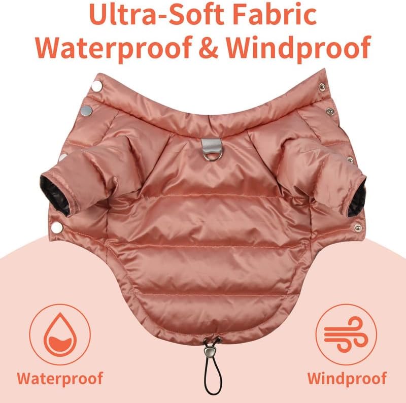 Miniatura 7 de Abrigo acolchado para perro con patas delanteras para perros medianos, chaqueta cálida y ultrasuave para cachorros para clima frío e invierno, rosa,