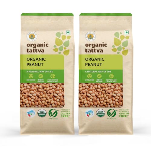 Image of Organic Tattva, Organic Raw Unpolished Peanuts /Groundnuts -1 KG (500 Gram Each)