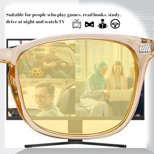 Image of Polarized Sunglasses for Women Men Night Vision Glasses Anti Glare | Yellow Anti Glare UV400 Lens, Lightweight Square Frame, for Day Night Use, Driving, Fishing, Cycling, Traveling