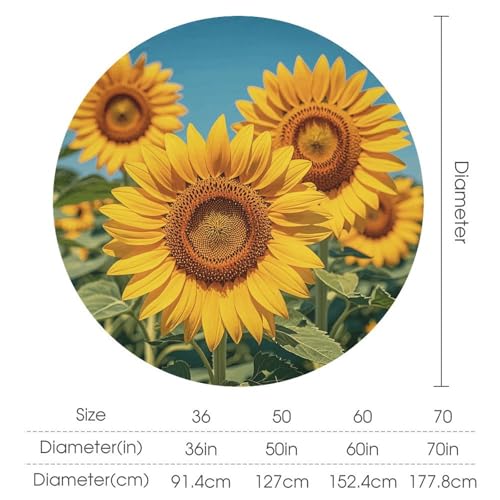 Nappe ronde polyester lavable motif tournesol déco table