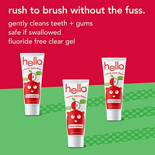 Hello 4325630444 Natural Apple Flavor Kids Fluoride Free Training Toothpaste thumb #2