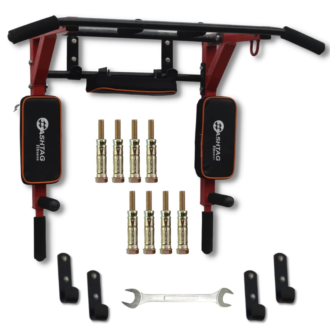 Hashtag Fitness Portable ull up bar and dips station for home gym workout, height increasing equipments chin up bar. for home gym equipment set workout