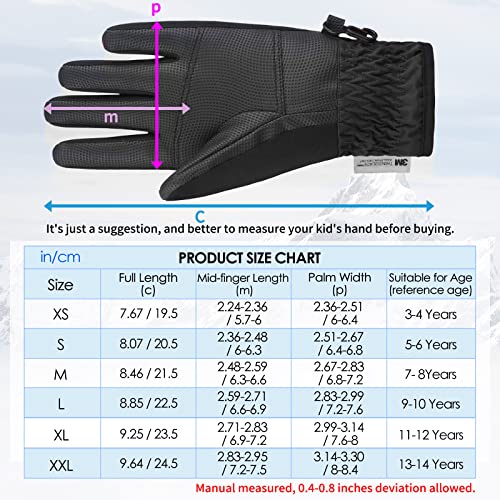 Achiou Kids Ski Gloves, Waterproof Winter Snow Gloves For Kids, Touchscreen Warm Snowboard Gloves For Boys Girls Children Skiing Cycling #TOP6