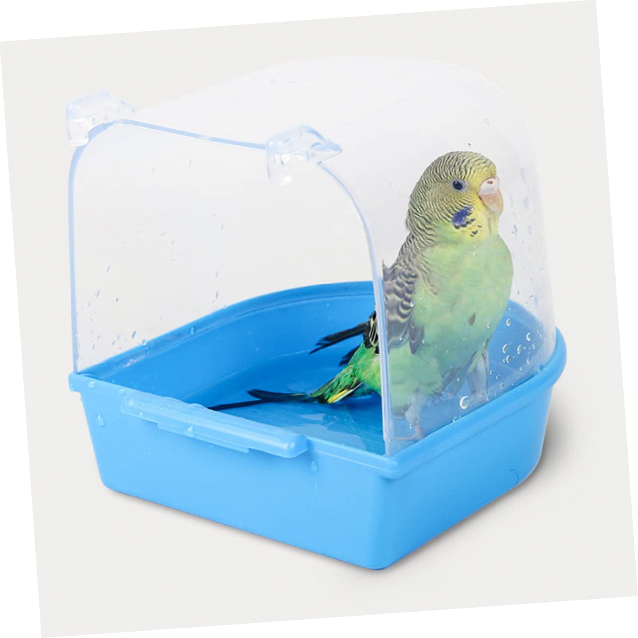 Hemoton 1Pc Caged Bird Bath for Small Birds Light Blue Multi Functional Bathing Cage for Canaries Parrots and Budgies Bird Bath for Cage Encourages Feather Maintenance