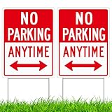 AUYKTE 2 Pcs No Parking Signs with Arrows, 12.6X9.4 inches, Double Sided No Parking Yard Sign with H-Stake, Weatherproof, Weather Resistant, Easy to Mount