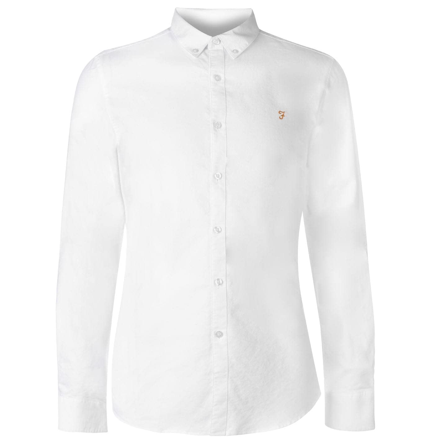 Farah White Brewer Slim Fit Organic Cotton Oxford Shirt - L
