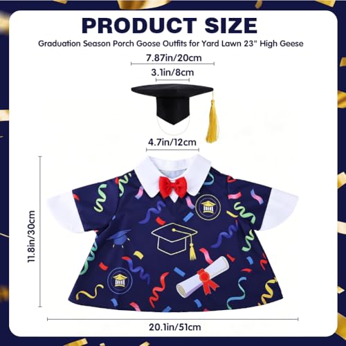 Graduation Goose Outfit Clothes, Back to School Porch Geese Outfit Set with Grad Cap & Bow Tie, 23-Inch Themed Costume Lawn Holiday Decor Statue Costume Set, Outdoor Garden Yard Patio Decoration — view 4