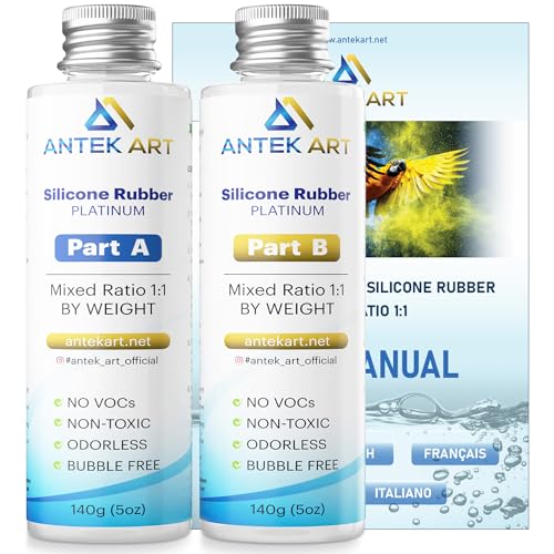 ANTEK ART Kit de Fabricación de Moldes Silicona   Líquida Translúcida   Proporción 1:1   Auto desgasificación, Curado Rápido – para Moldes de Resina, Fundición, Joyería, Manualidades (280, Gramos)