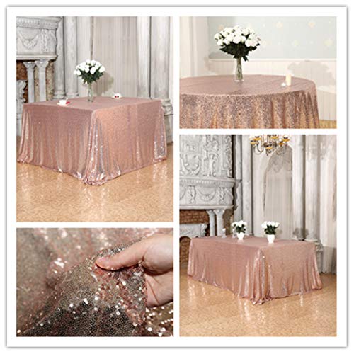 Eternal Beauty 48" X 72" Rectangle Sequin Tablecloth Shiny Sequin Fabric Table Cloth For Christmas/Party/Wedding/Birthday (Rose Gold) #TOP7