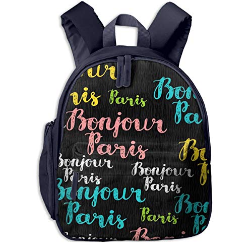 Mochilas Infantiles  Bolsa Niño Bebe Guarderia Escolar con Frase de Paris para Niños