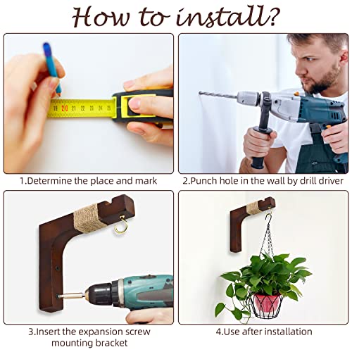 Plant-Hanger-Hooks-for-Indoor-Hanging-Plants-2-Pack-Rustic-Farmhouse-Wooden-Hanging-Basket-Wall-Bracket-Plant-Hooks-for-Indoor-Outdoor-Flower-Pots-Lanterns-Wind-Chime-Balcony-Light-Garden-Decoration Plant Hanger Hooks for Indoor Hanging Plants 2 Pack Rustic Farmhouse Wooden Hanging Basket Wall Bracket Plant Hooks for Indoor Outdoor Flower Pots Lanterns Wind Chime Balcony Light Garden Decoration