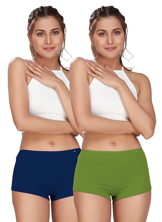 alba Valentine Women’s Boyshorts – Cotton Elastane Stretch, High Waist Full Coverage Comfort Fit Everyday Innerwear (80 CM | Size S, Pack of 2, Assorted)-picture-42