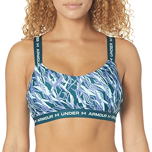 Under Armour Crossback Low Printed Bra, Dark Cyan (463)/Breeze, X-Small