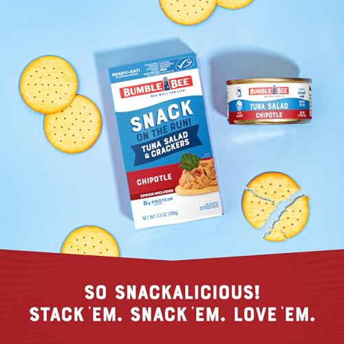 Image of Bumble Bee Snack On The Run! Chipotle Tuna Salad Kit | Ready to Eat Easy-Open Canned Tuna Salad with Crackers Snack Pack, 8g Protein per Box, Wild Caught MSC Certified Tuna