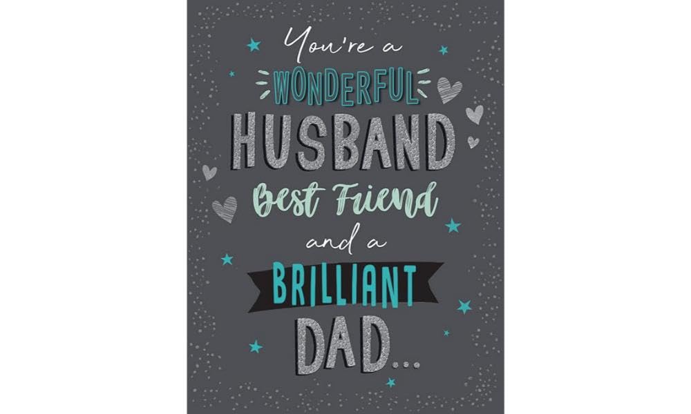 Piccadilly Greetings Father's Day Card, Wonderful Husband and Brilliant Dad - 8 x 6 inches
